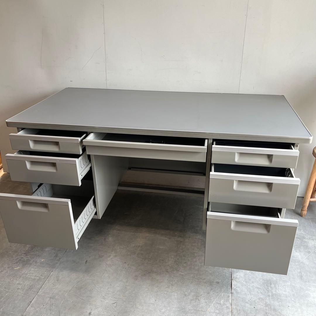 KOKUYO インダストリアル スチール デスク レトロ 両袖机 オフィス 鍵付