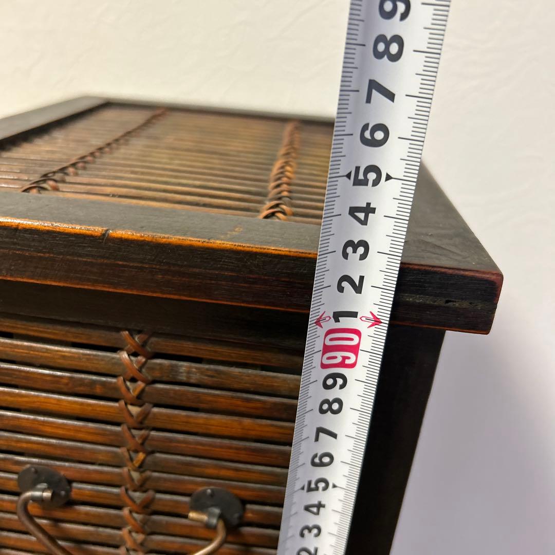 アンティーク 骨董 木と竹の5段ラック ダークブラウン