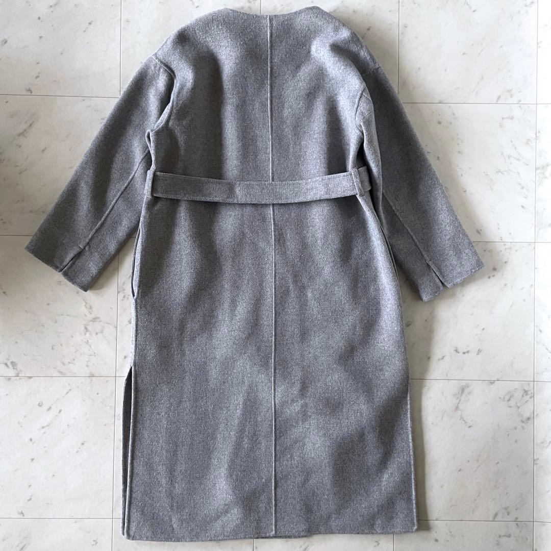 美品＊スピック＆スパン ビーバーフォールドラペルコート グレー 36 ゆったりめ