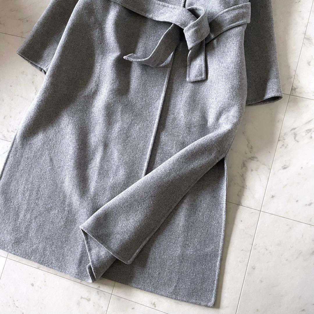 美品＊スピック＆スパン ビーバーフォールドラペルコート グレー 36 ゆったりめ