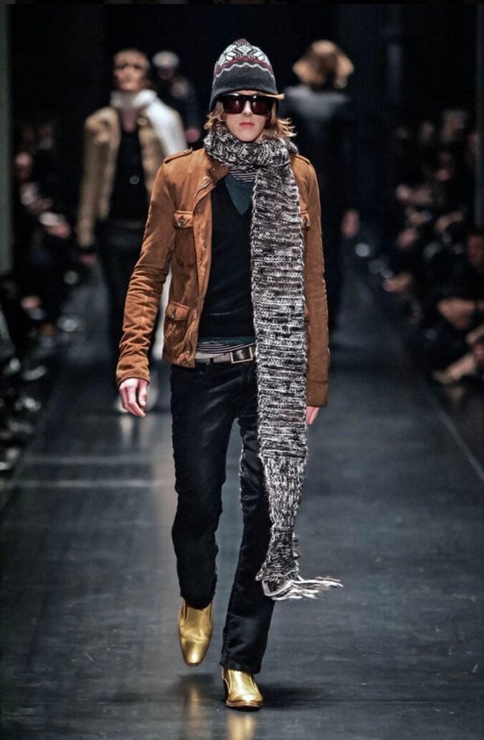 05AW ディオールオム　モヘアフリンジロングマフラー　グラム期　エディタグ有り