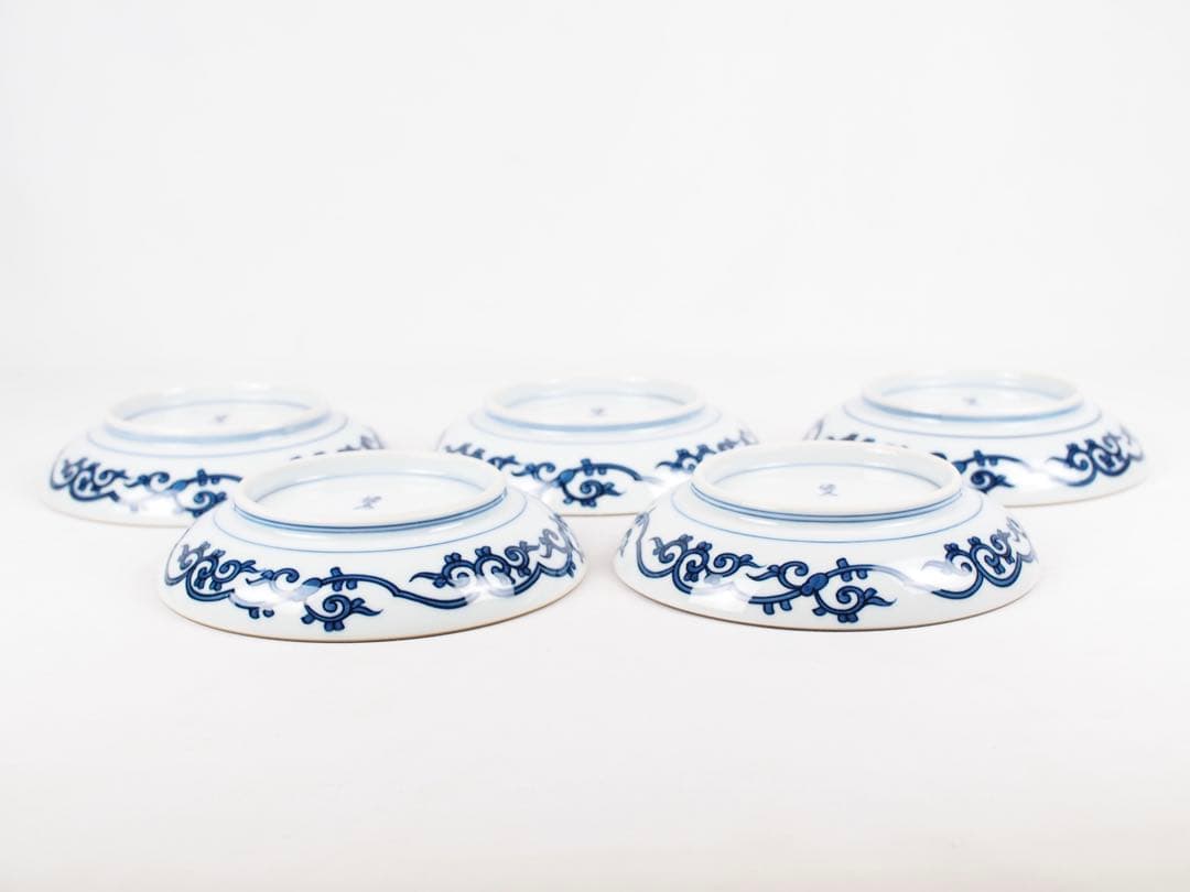 源右衛門窯 染錦松竹梅 皿 5客揃い 銘々皿 取り皿 有田焼 (付属品：共箱)