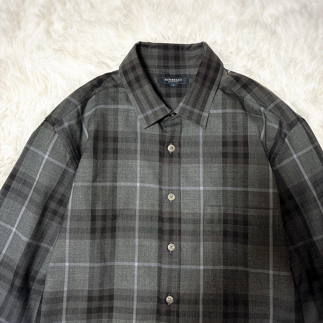 専売品 高品質 日本製 バーバリーロンドン ウール シャツ L ノバチェック