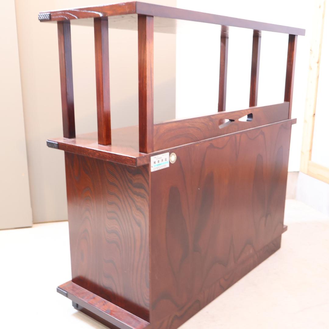 岩谷堂箪笥 欅材 茶棚 漆塗り 桐紋様 南部鉄器 サイドボード 飾り棚 茶箪笥