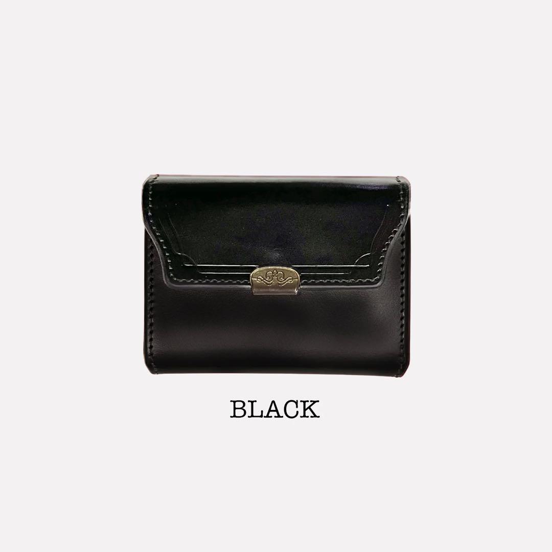 池之端銀革店　コンパクト財布ブラック DCR-1040