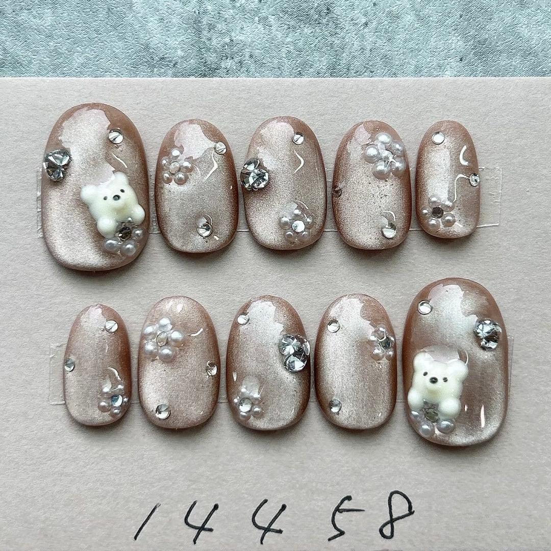 ネイルチップニュアンスマグネットマーメイド幻想ぷっくりオーロラ934