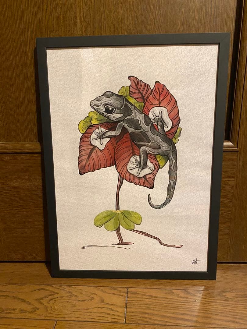 「The Lizard’s Waltz｜トカゲと植物｜A3 額装アートプリント」