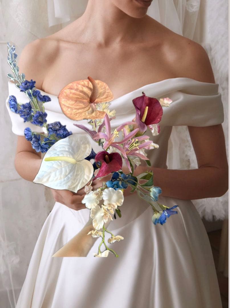 ウェディングブーケ　造花ブーケ　アーティフィシャルフラワー　ピンクブーケ