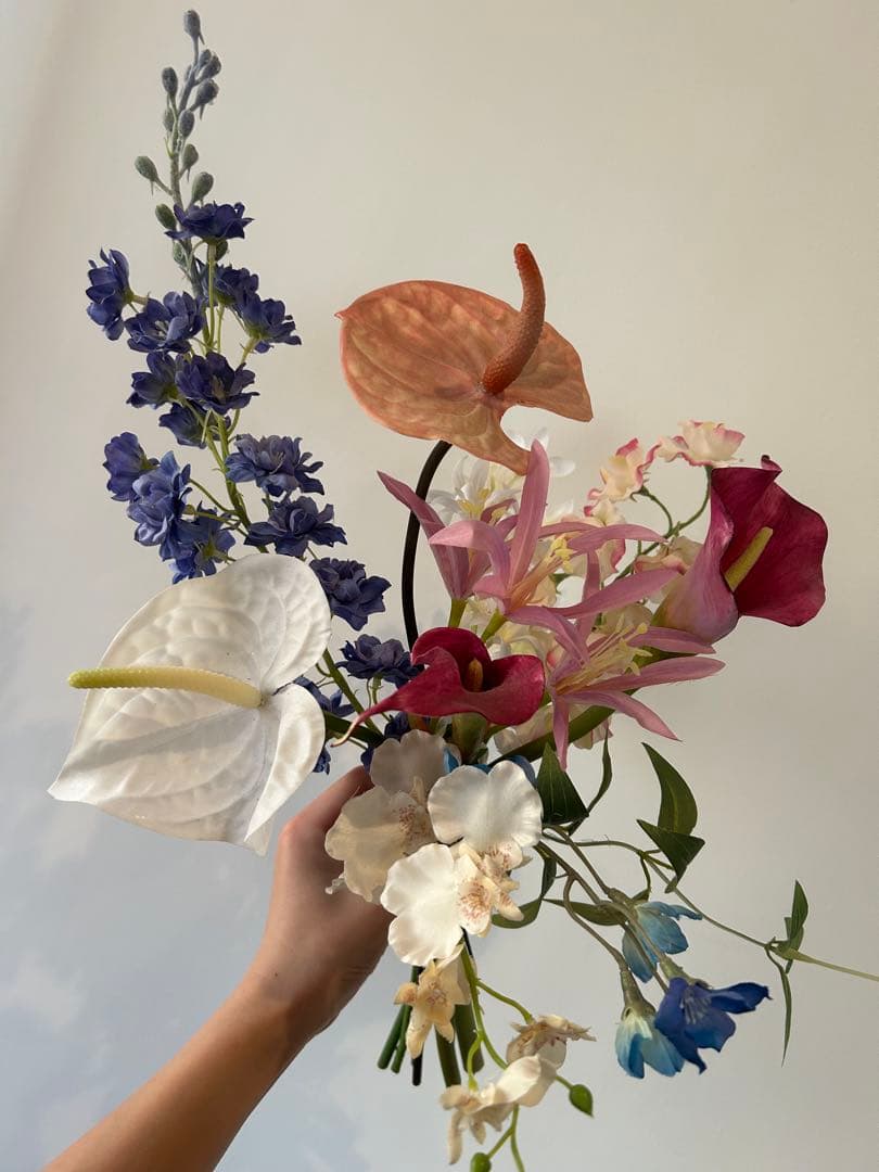 ウェディングブーケ　造花ブーケ　アーティフィシャルフラワー　ピンクブーケ