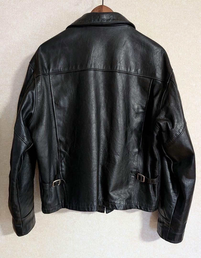 Schott ブラックレザーライダースジャケット 42