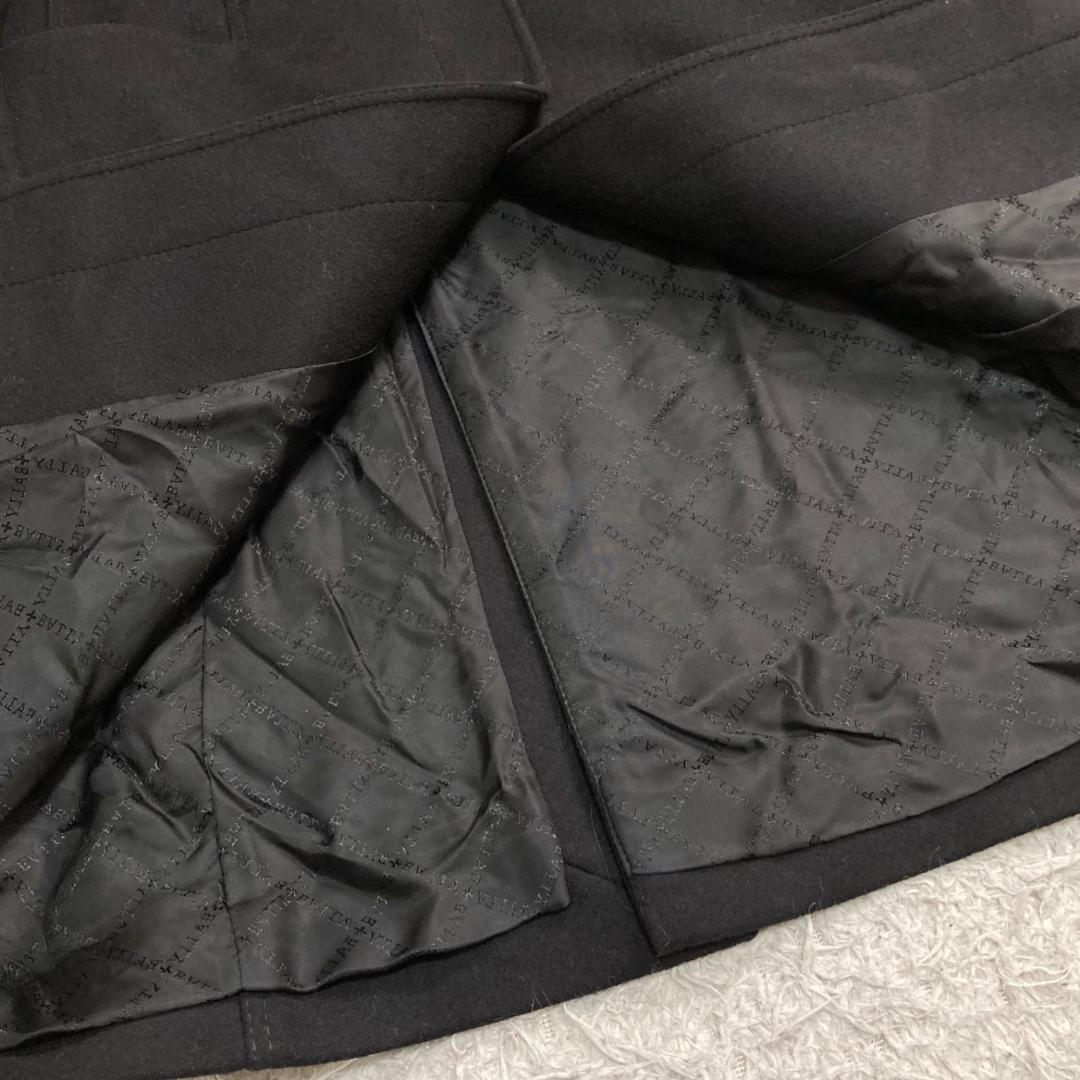 17517✨バリー 42 LL ウールカシミア ロングコート 胡桃ボタン 黒