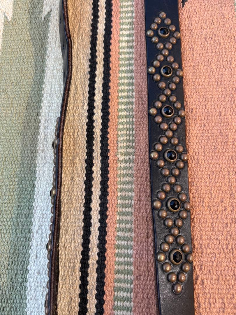 HIDE AND SEEK × HTC BLACKレザー スタッズベルト 36