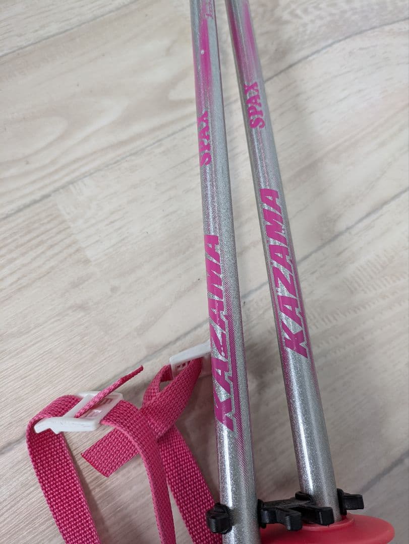 ジュニアスキー　KAZAMA スキー板 ✕ 靴 ✕　ストック　３点セット ピンク