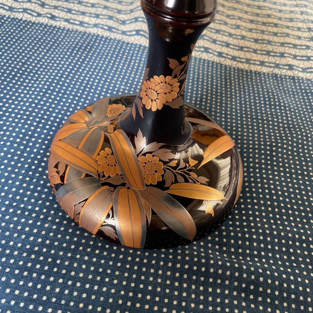 漆器　高台皿　蒔絵　金彩　木箱付き