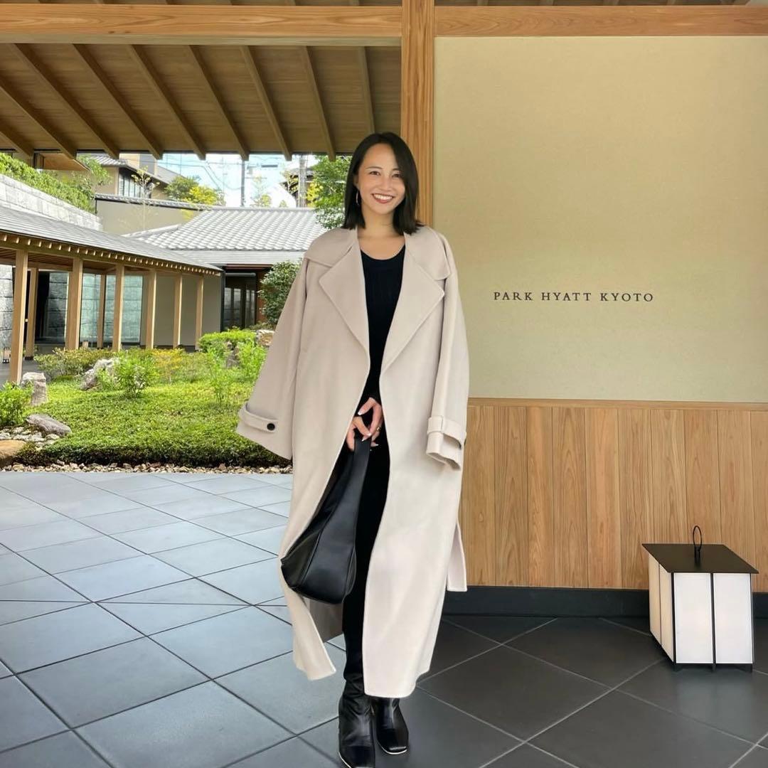 SOUAIRE ソアール ボリュームスリーブウールリバーコート ECRU