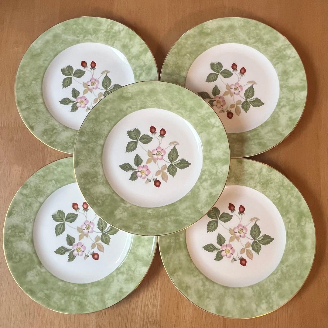 【美品】ウェッジウッド★ワイルドストロベリー★フルリムプレート　5枚