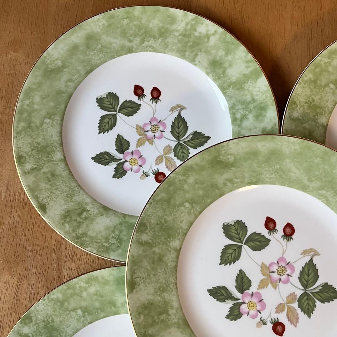 【美品】ウェッジウッド★ワイルドストロベリー★フルリムプレート　5枚