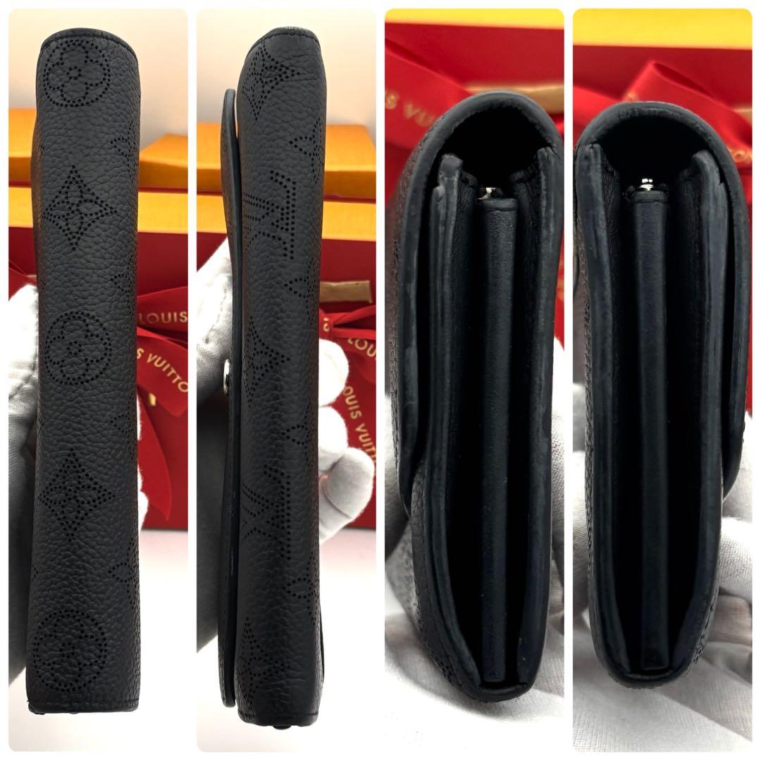☆美品☆箱付☆ルイヴィトン 長財布 モノグラムマヒナ ポルトフォイユイリス 黒
