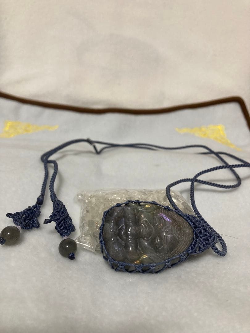 マクラメのラブラドライト ガネーシャネックレス