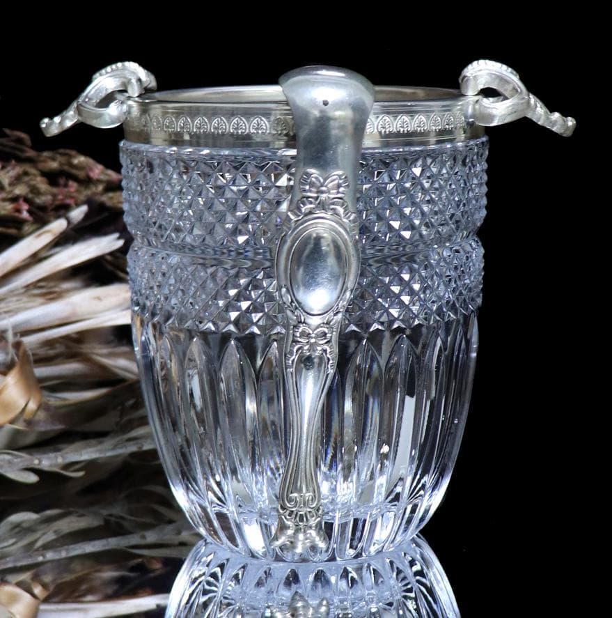 オールド・バカラ 1890年 銀装飾 アイスペール 1.2kg 貝殻 シルバー