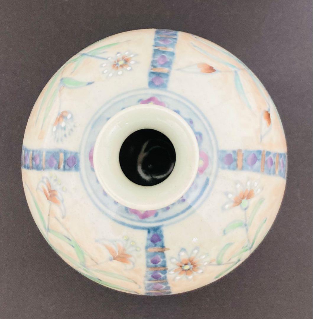 佐藤走波（五代）染錦草花文　花瓶　花入れ