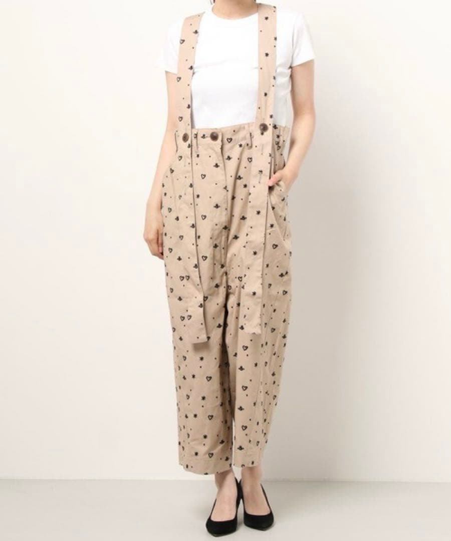 完売 オーブ刺繍 ヴィヴィアンウエストウッド サスペンダー パンツ 総柄