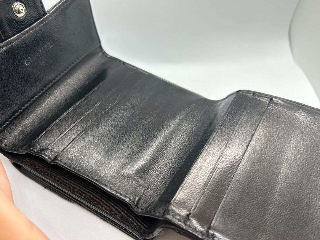 CHANEL ラムスキン　マトラッセ　Wホック　三つ折財布　ケース/434