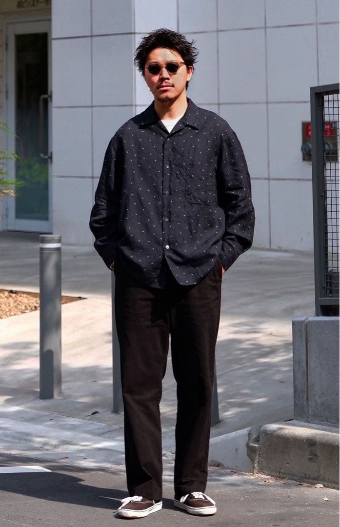 トップス echeveria Linen dot open collar shirts