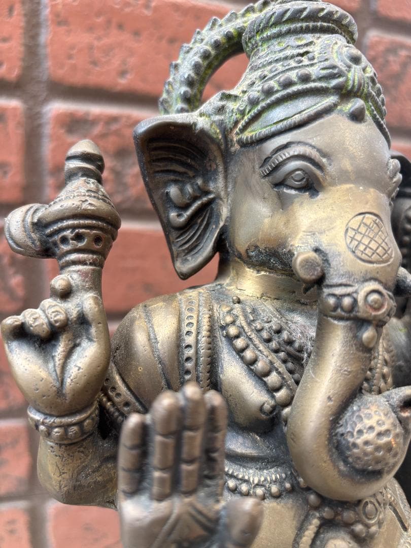 美品　珍33cmガネーシャ　置物　インテリア　幸運　神様　開運　学問商売繁盛