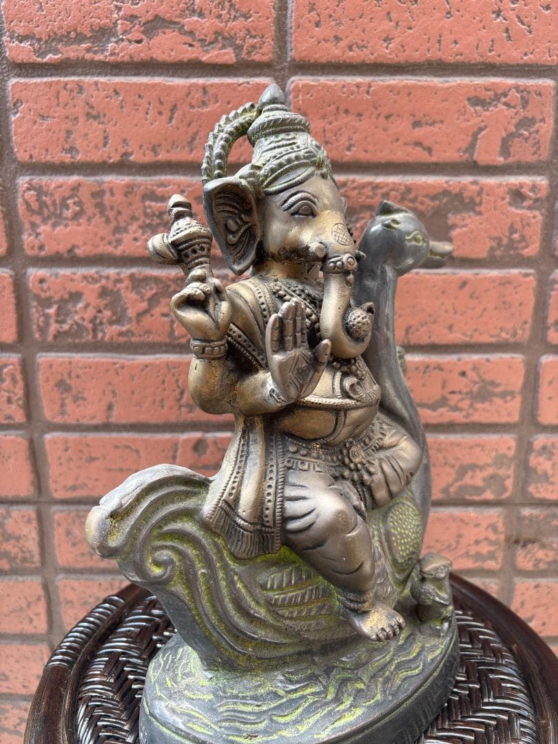 美品　珍33cmガネーシャ　置物　インテリア　幸運　神様　開運　学問商売繁盛