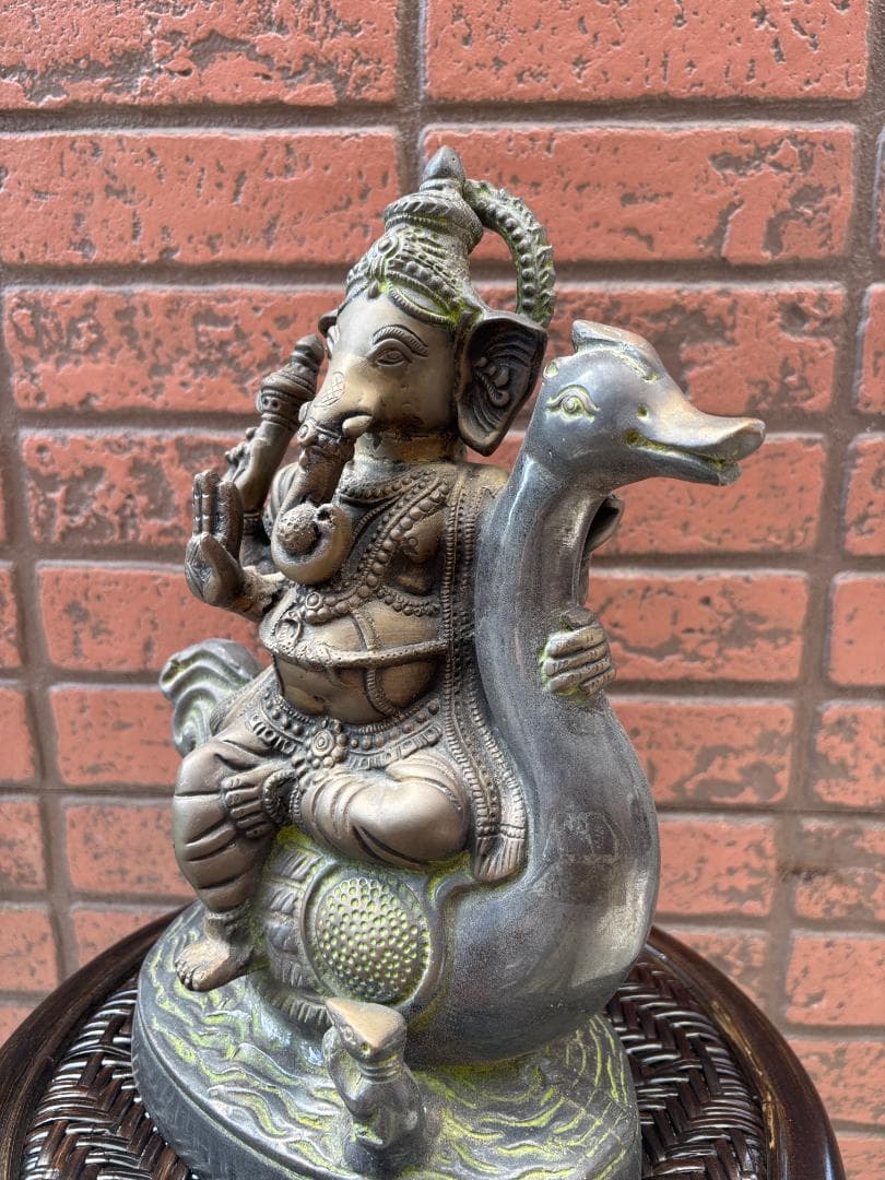 美品　珍33cmガネーシャ　置物　インテリア　幸運　神様　開運　学問商売繁盛