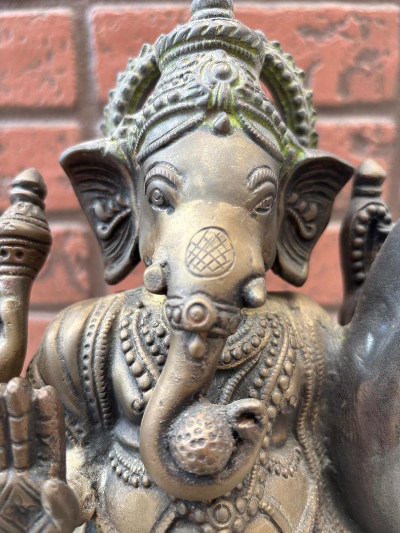 美品　珍33cmガネーシャ　置物　インテリア　幸運　神様　開運　学問商売繁盛