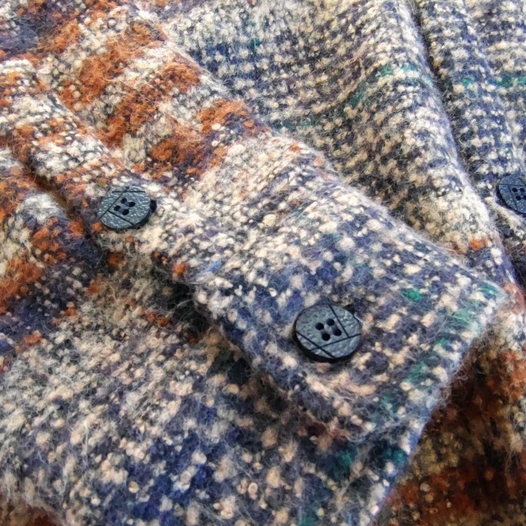 【Karaku 新品タグ付】チェック柄 起毛感 ツイード シャツ メンズXL