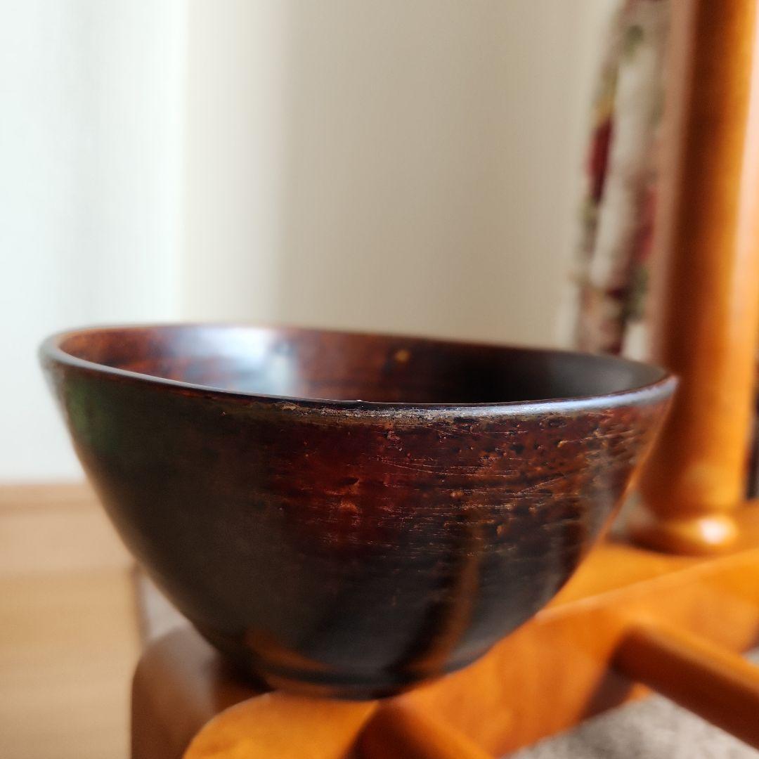 12～13cの黒褐秞茶碗仕覆桐箱付き