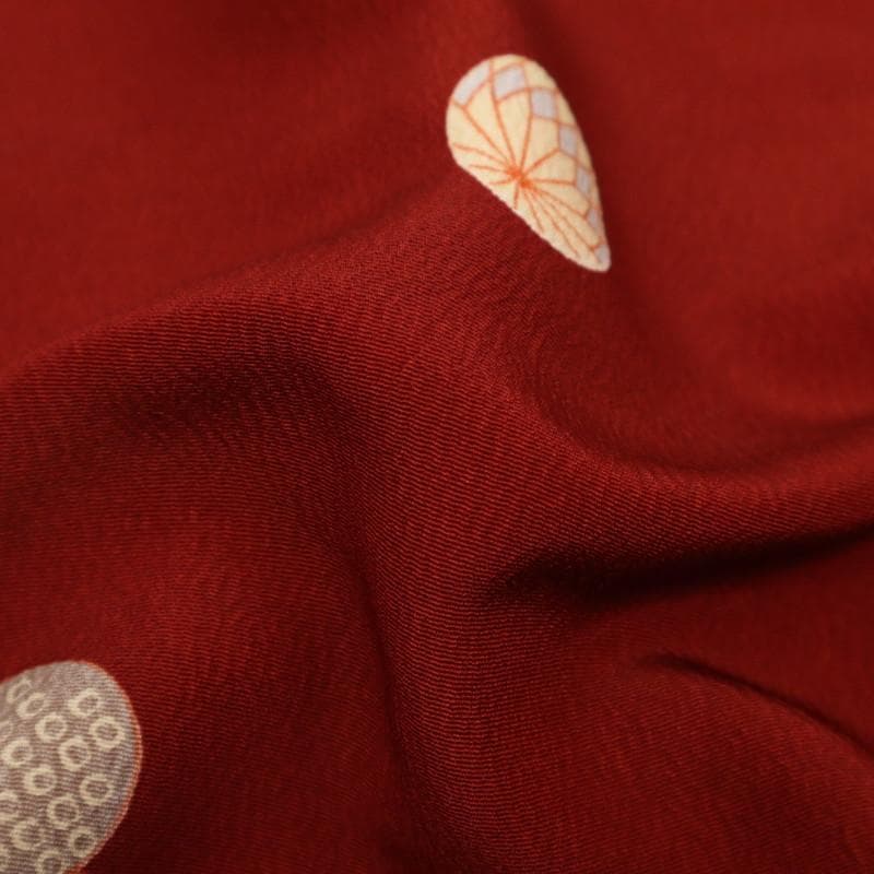 七五三 七歳 お子様着物 梅の花に吉祥文宝尽く 赤褐色 化繊 11RC4