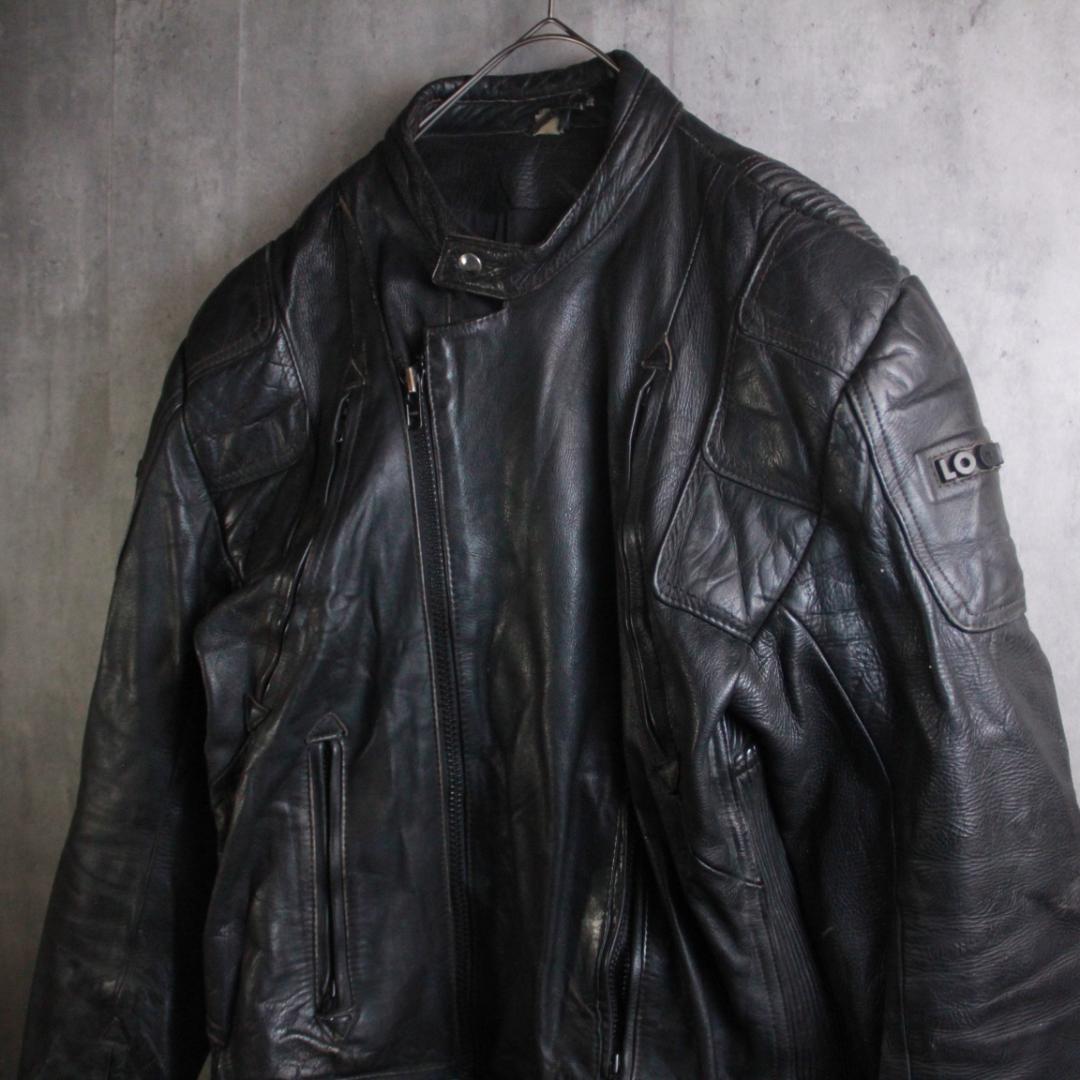 SP古着 レザーライダース ７０’s XL ユーロ古着 オランダ製 ダブル本革.