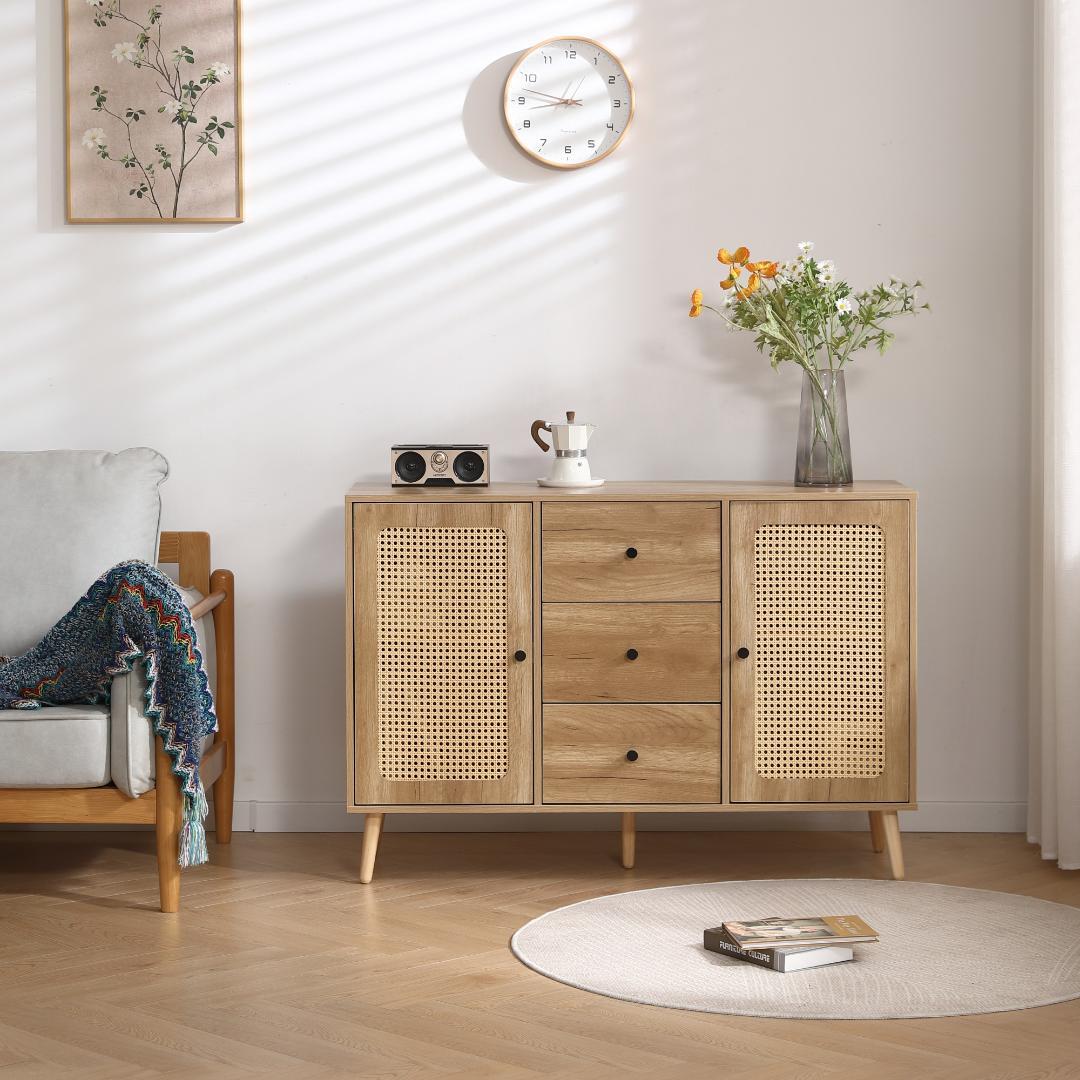 人気再入荷！大容量キャビネット サイドボード 大容量 収納棚NATURAL