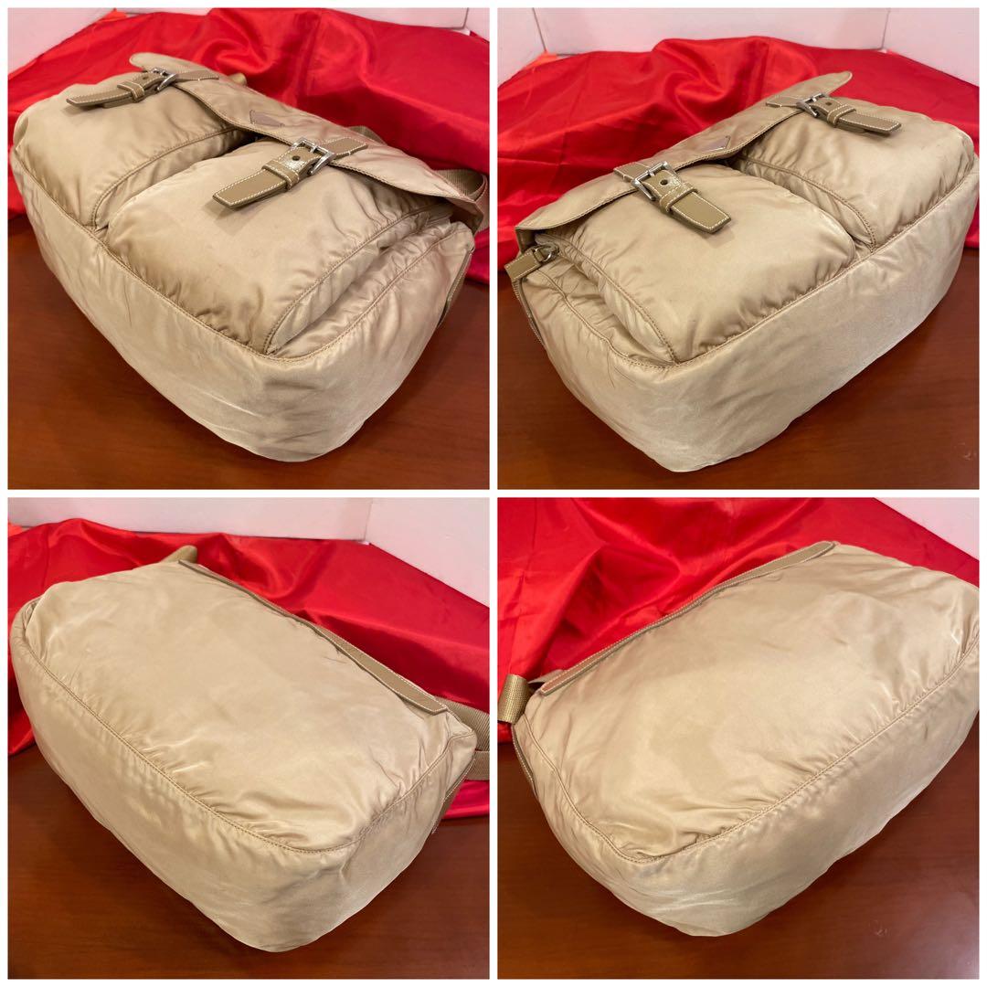 PRADA ショルダーバッグ　ベージュ　テスート　三角ロゴメッセンジャー男女兼用