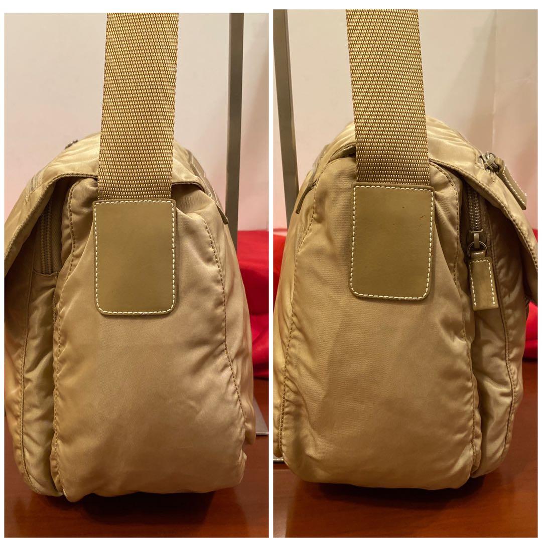 PRADA ショルダーバッグ　ベージュ　テスート　三角ロゴメッセンジャー男女兼用