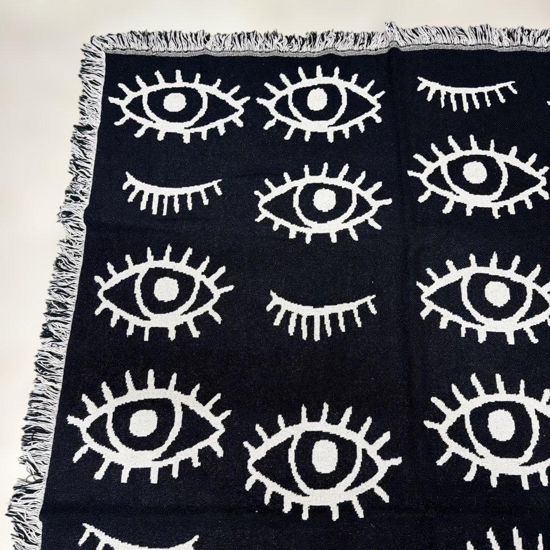 リバーシブル　目　マルチカバー　ソファカバー　ヴィンテージラグ　178x120