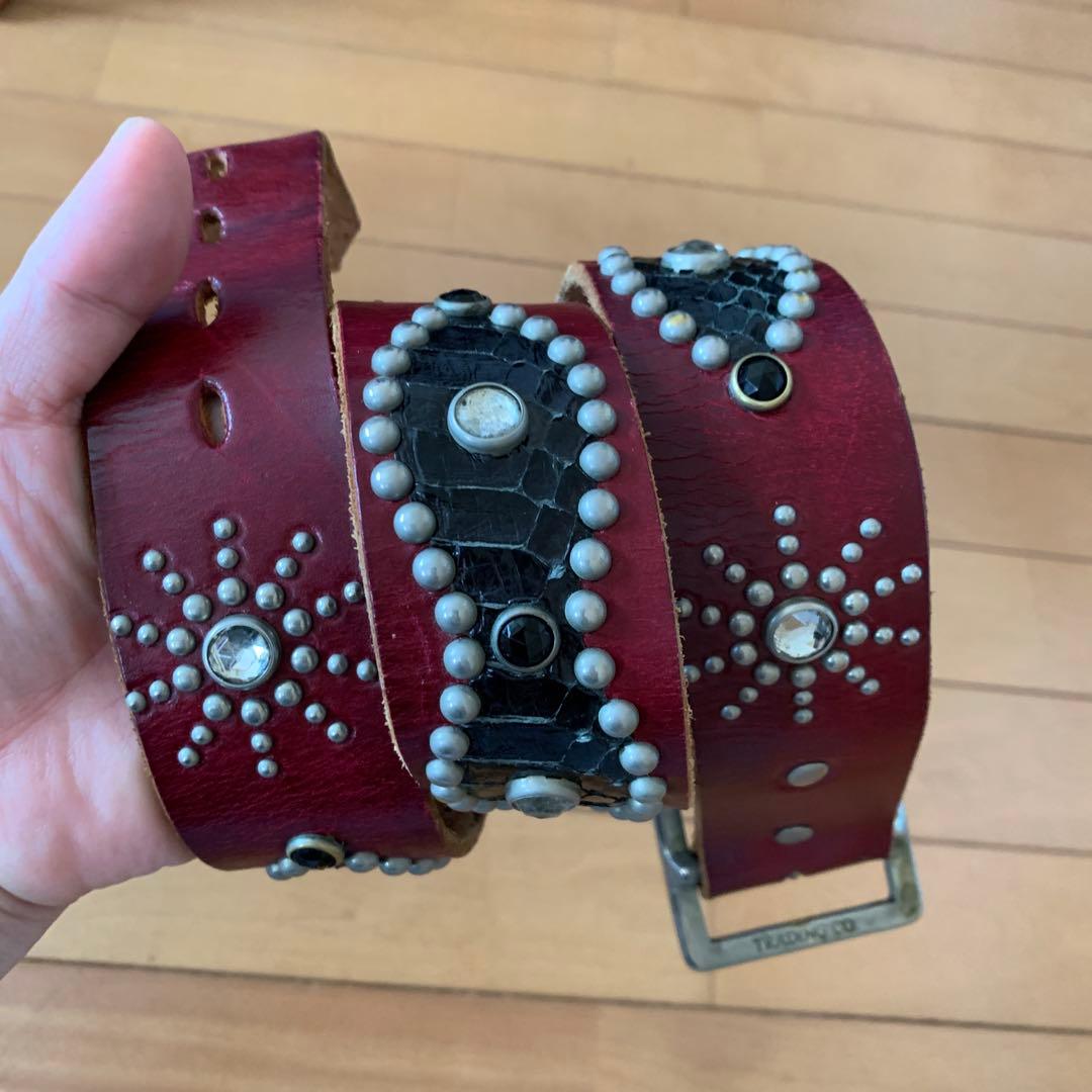 HTCバーガンディ装飾ベルト 32インチ