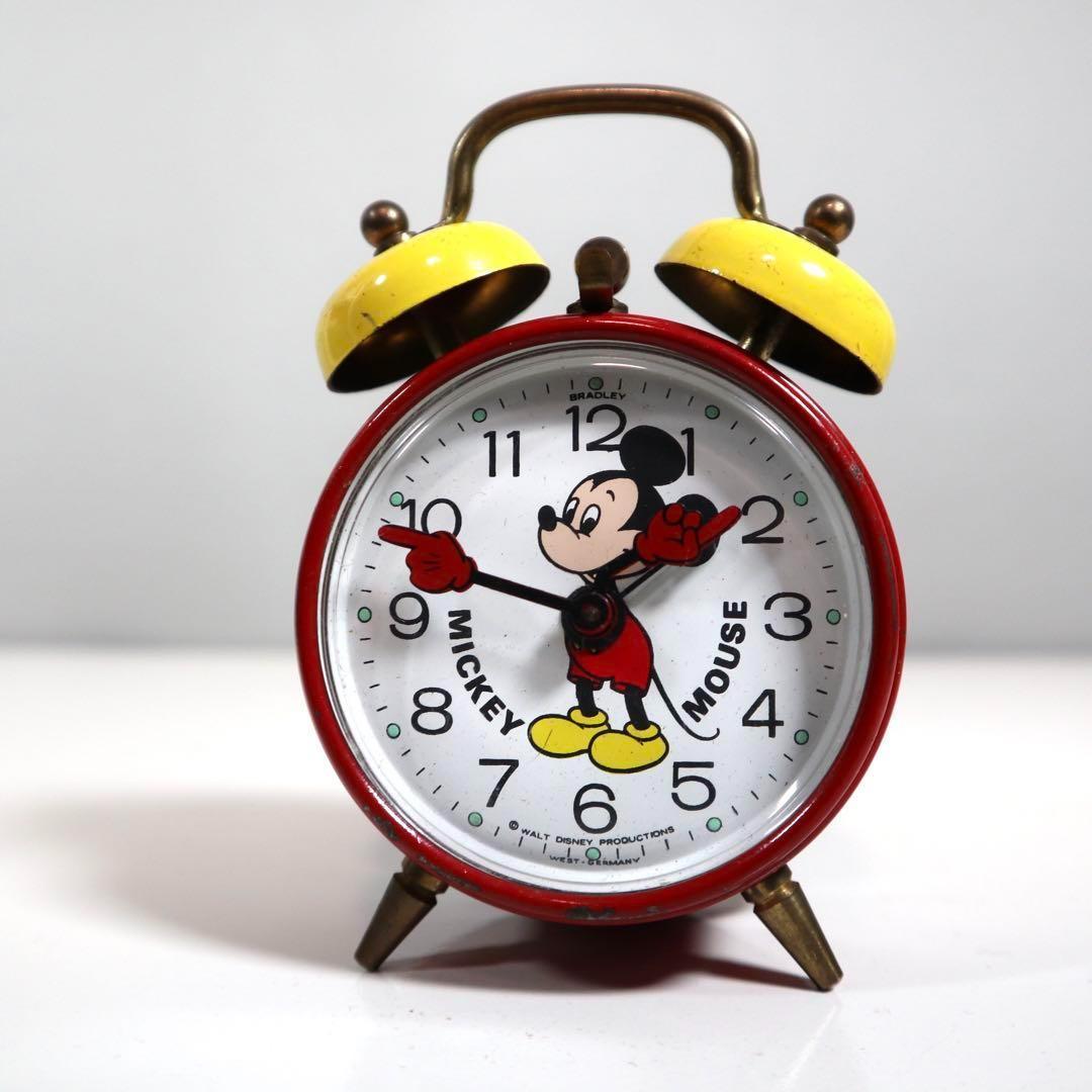 【動作OK】BRADLEYその① 1960～70年ミッキー ゼンマイ目覚まし時計
