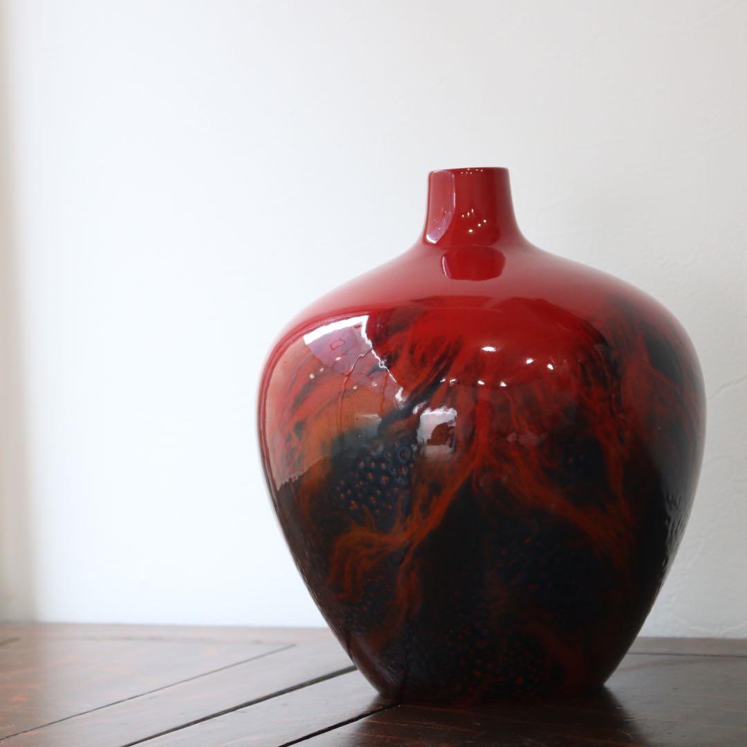 真紅の存在感たるや、英国ロイヤルドルトン ルージュフランベ　花瓶フラワーベース赤