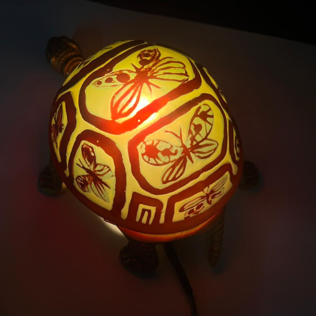 ◆証明書付◆Emile Galleエミールガレ　亀　卓上ランプ　カメオ彫り