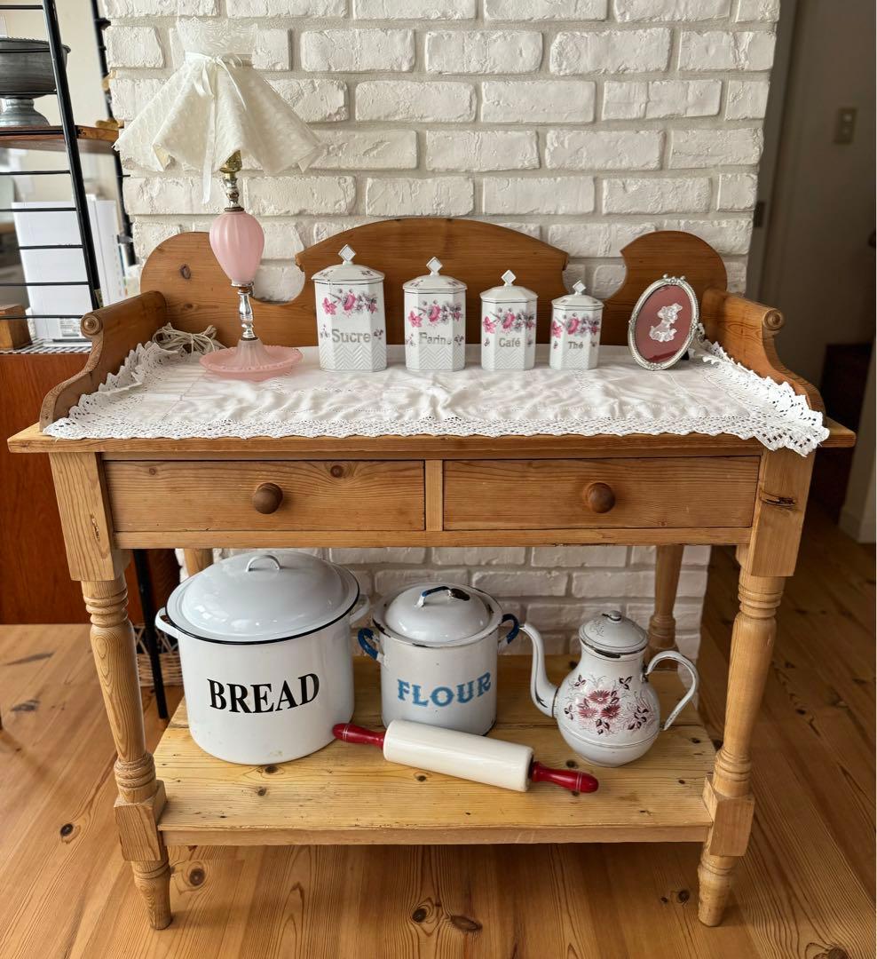 アンティーク　オールドパイン　カウンター テーブル 洗面台　イギリス　フランス