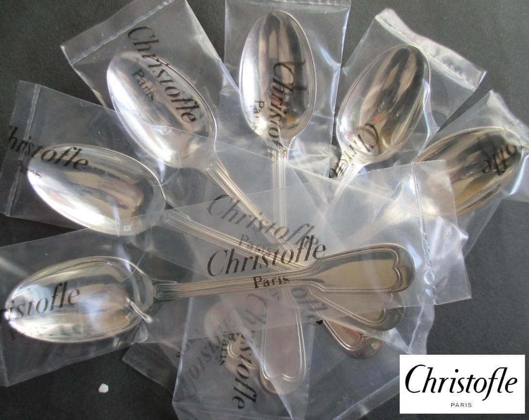 未使用品☆仏蘭西高級銀器クリストフルシルバー　デミタススプーン６本セット　シノン