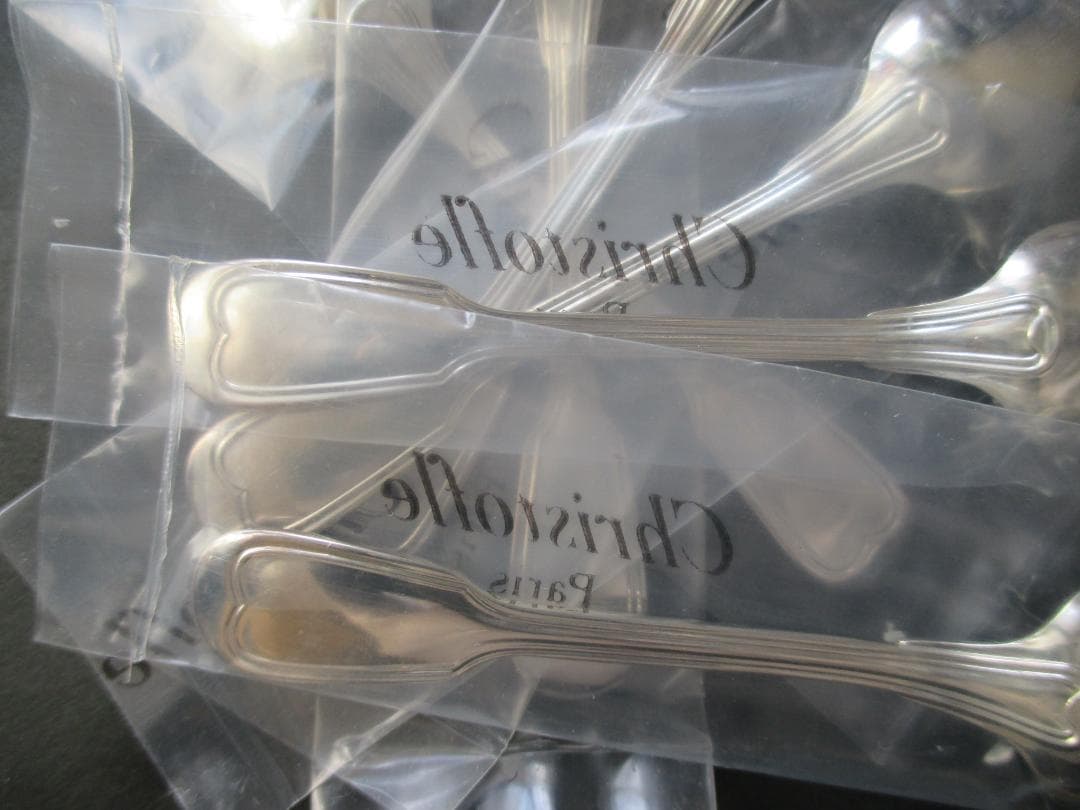 未使用品☆仏蘭西高級銀器クリストフルシルバー　デミタススプーン６本セット　シノン