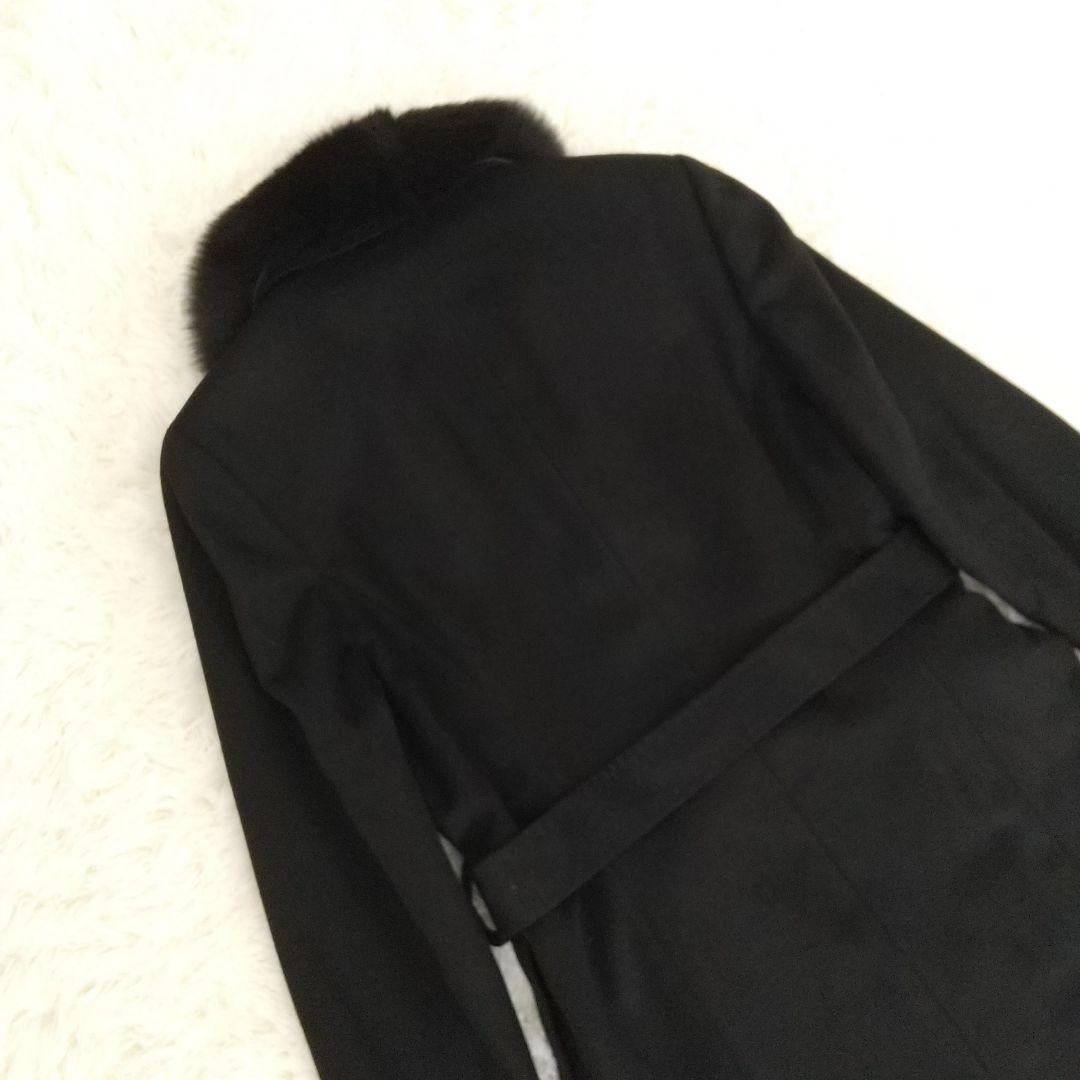 【新品級】ピュアカシミヤ100%ロングコート フォックスファー クリーニング済