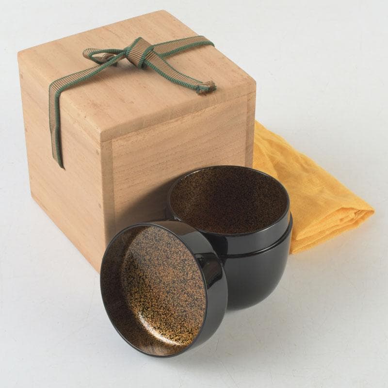 茶道具　黒漆　内金梨子地　棗　時代箱付　V　9665