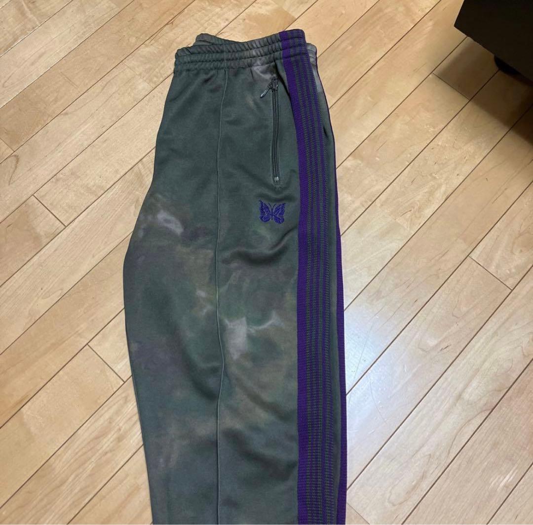 美品　needles トラックパンツ　ジップド　グリーン　迷彩　ブリーチ加工